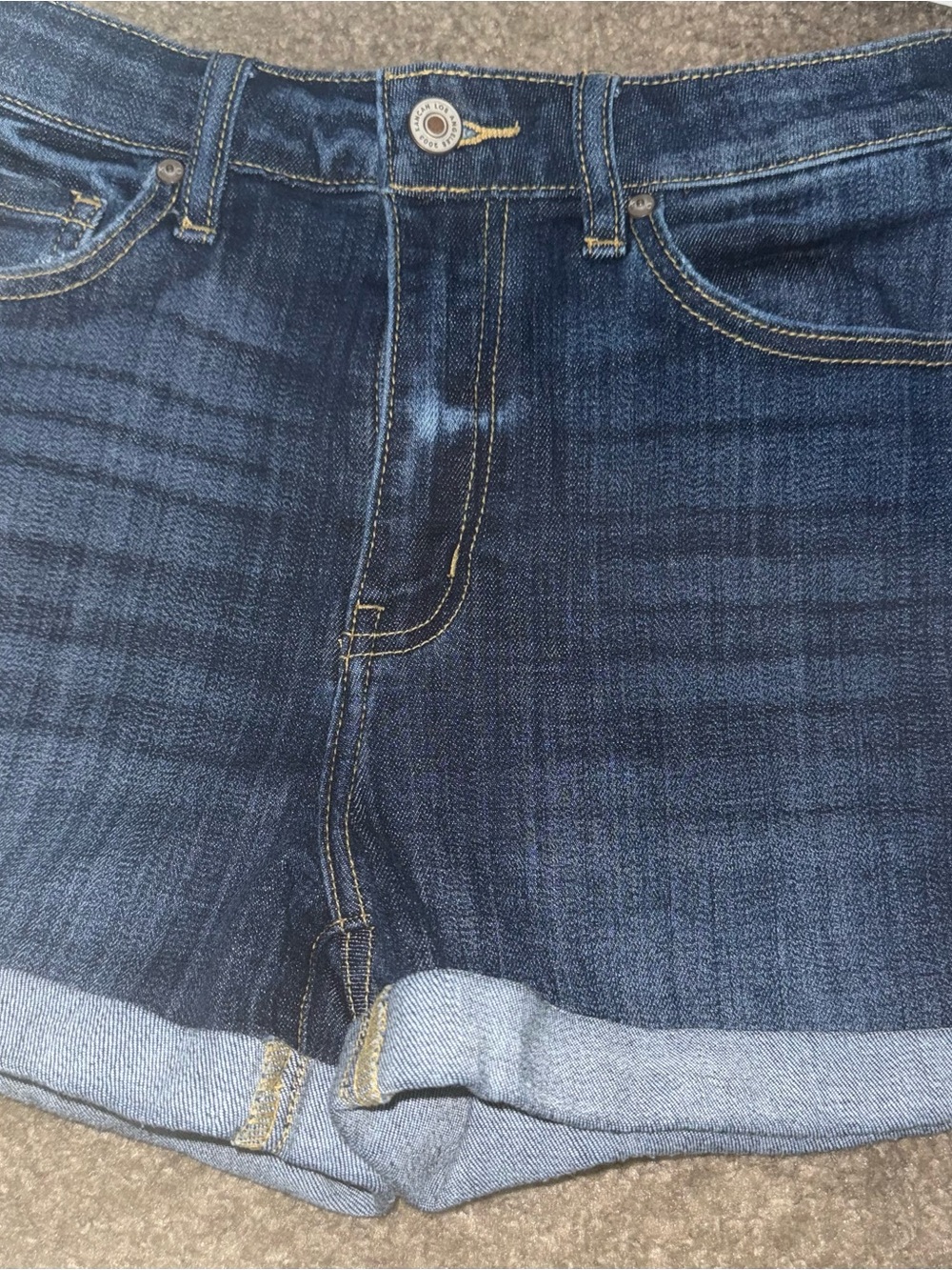 Dark Wash Denim Cuffed Shorts Kancan